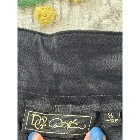 DG2 Diane Gilman Black Velvet Moleskin Wide Leg Trousers Pants Size 8 NWT - Picture 4 of 7